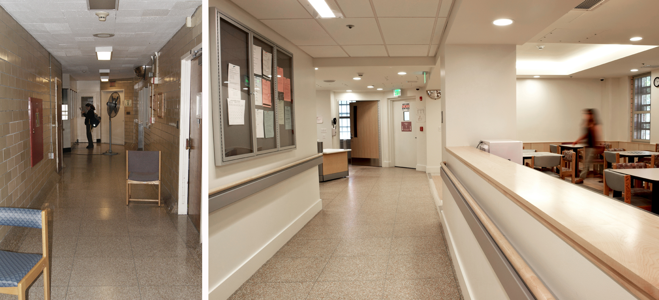 main corridor before after